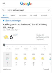 Vejrudsigt i Google